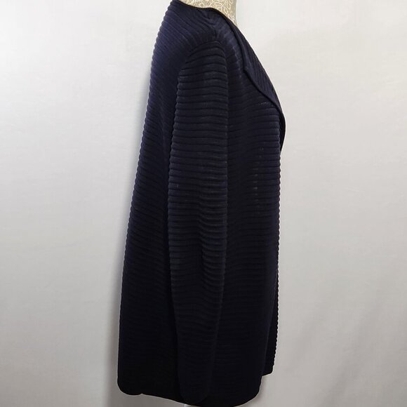 Talbots Women's Size S Blue Rib Knit Long Sleeve Semi Sheer Open Front Cardigan - Picture 10 of 15